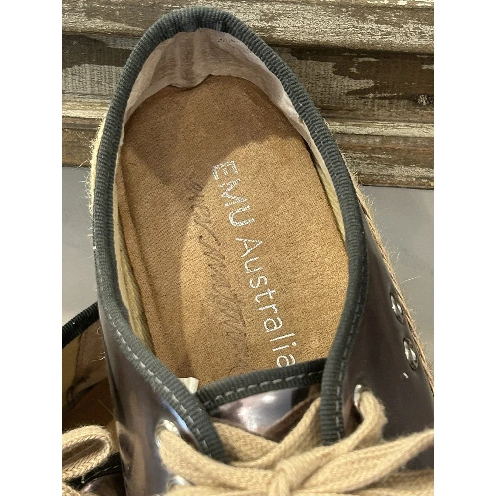 EMU Australia Agonis Mirror Gunmetal/Pewter Espadrille Sneaker Lace Up Women's 9